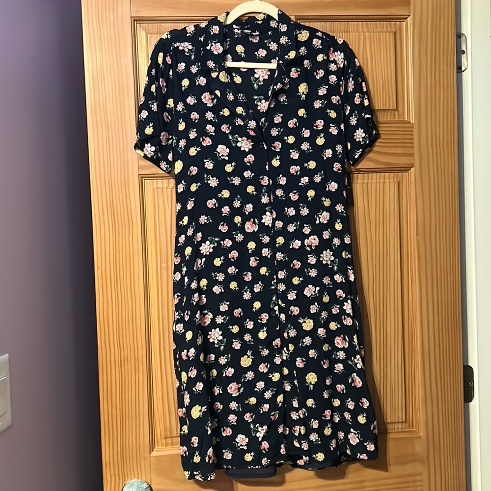 Lucky Brand Navy Blue Patterned Dress